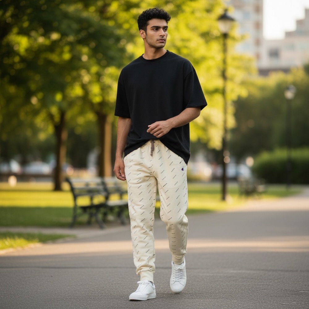 Champion Cream Joggers with Pattern